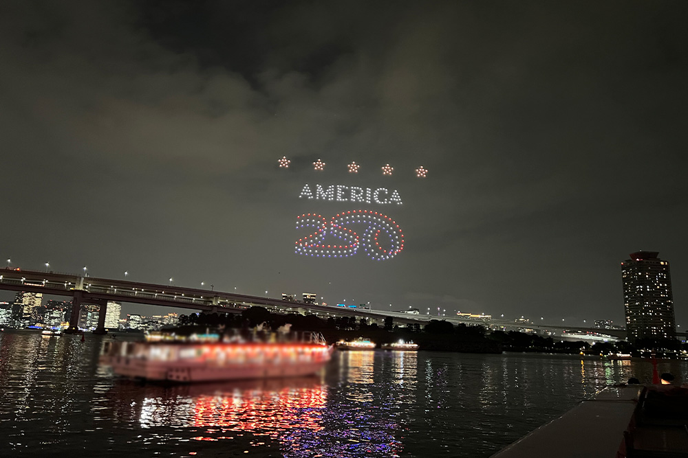 アメリカ建国250年を記念する花火やドローンショー画像